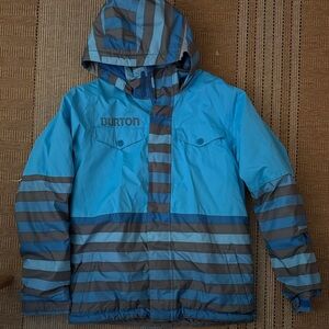 Burton Kids L Blue and Gray Striped snowboard jacket